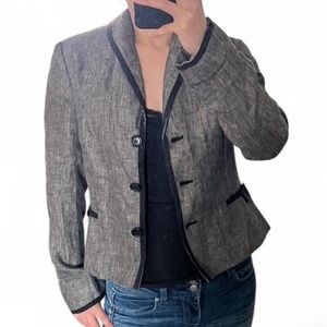 Vintage Max Studio Linen Blazer in Gray-Black Herringbone (fits modern 4-6)
